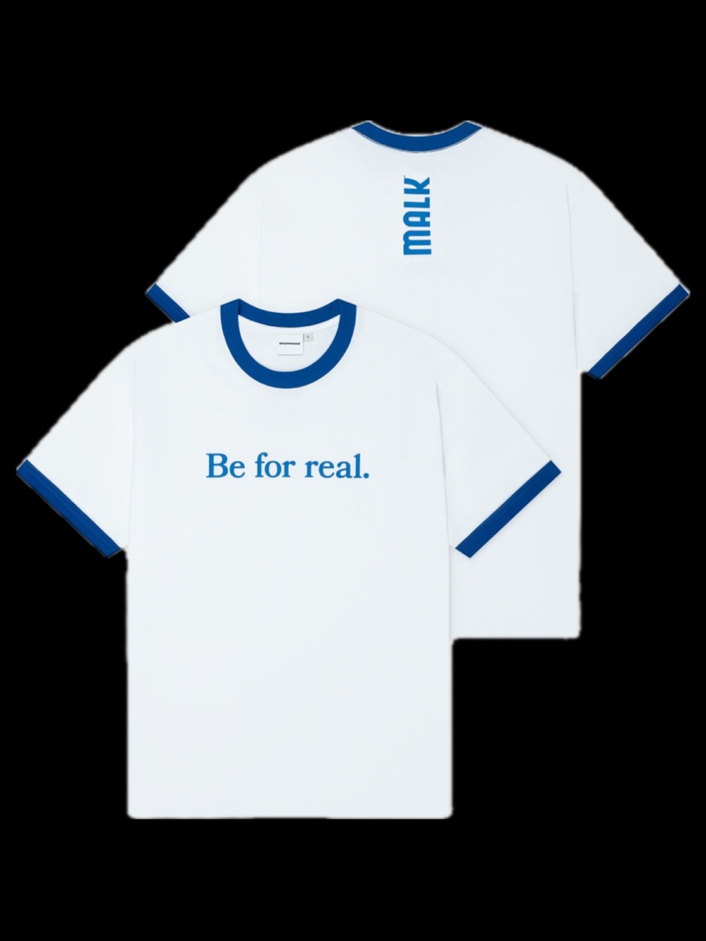 MALK Unisex White & Blue Ringer Tee